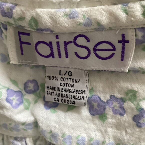 Fairset Women's Vintage Flannel Cotton Floral Long Nightie Nightgown Size L - Picture 9 of 9